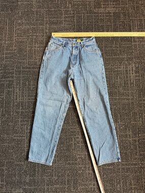 Cabelas Jeans Womens Sz 12 Blue Denim Flannel Plaid Lined Straight Hi Rise